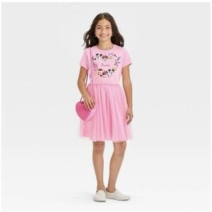 Disney Girls Pink Besties Mickey Minnie Mouse Goofy Daisy Duck Dress LARGE